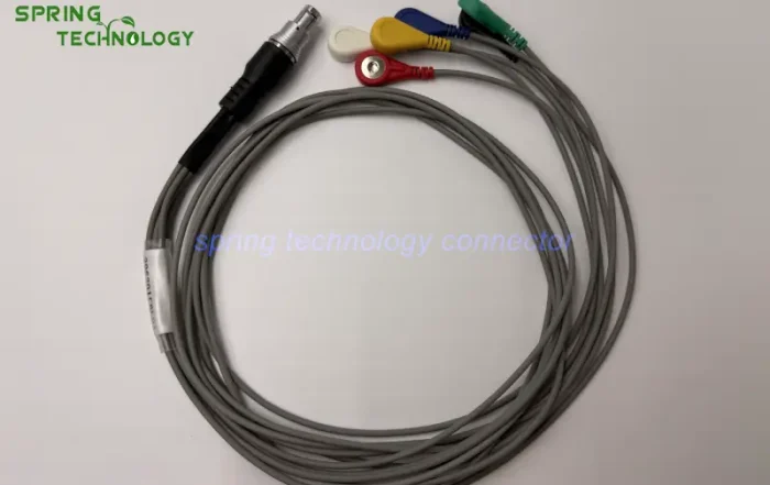 Custom Multi-Lead Physiological Signal Cable with CBTL3FN-SMSM10-D720 10-Pin Connector and Six Electrode Connectors for Multi-Lead ECG Signal Acquisition Systems